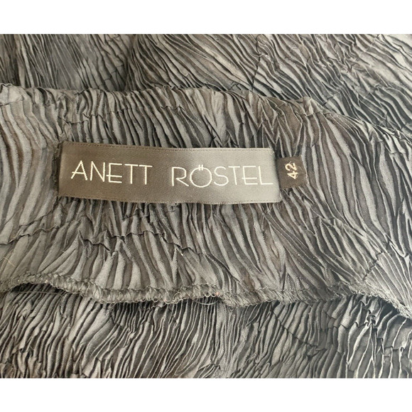 Anett Rostel Crinkle Pleat Jacket Size 42 Black Asymmetric Hem M/L Lagenlook - Picture 9 of 12